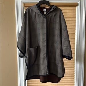 CAbi Plaid Hooded Jacket - Brown and Black